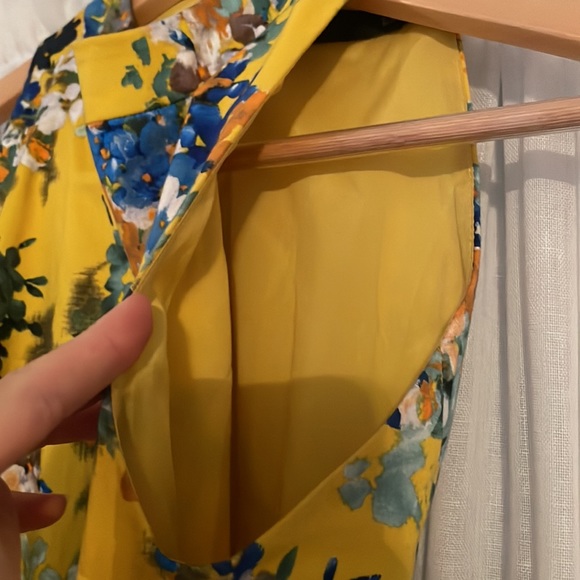 Fully Lined Yellow Floral Poplin Designer Dress - Picture 7 of 7